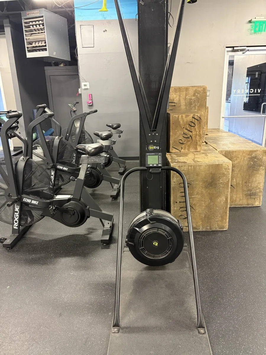 Conditioning area set up for a group fitness class at Vickery Athletics, East Dallas gym