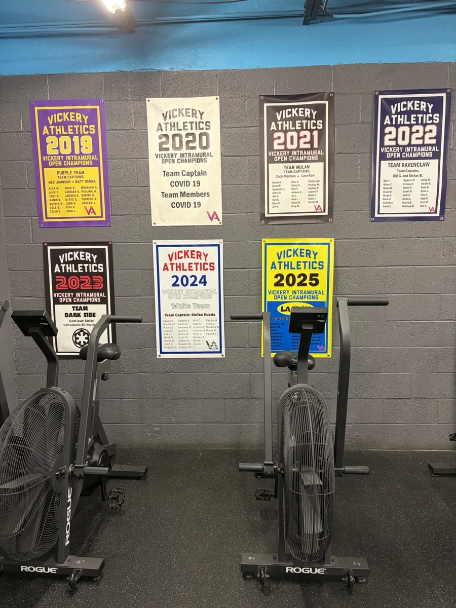 Wide view of the coached group fitness training floor at Vickery Athletics gym in East Dallas, TX