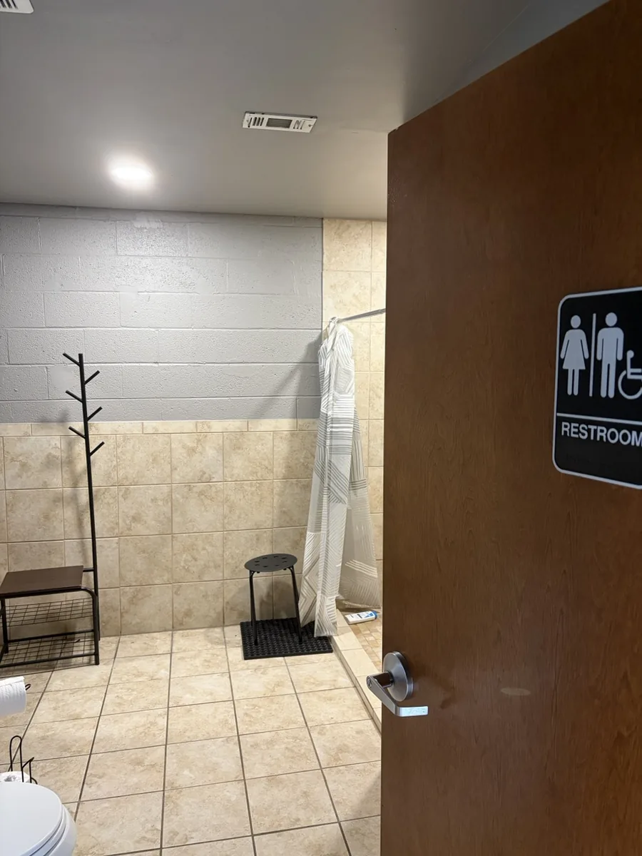 On-site shower and changing facilities at Vickery Athletics gym in East Dallas